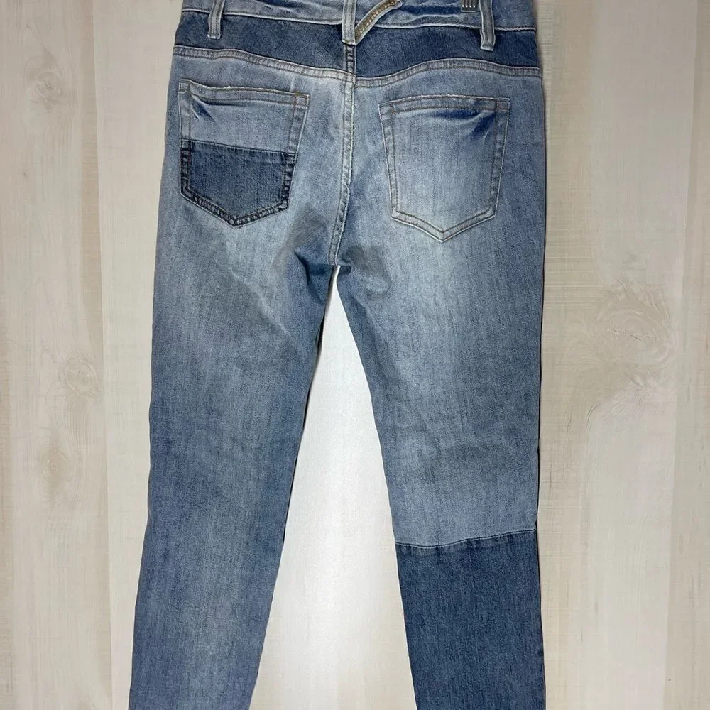 Free People patchwork‎ button fly denim jeans, size 27